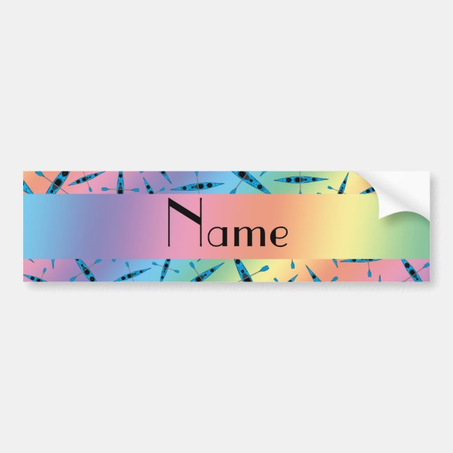 Personalized name rainbow kayaks bumper sticker (Front)