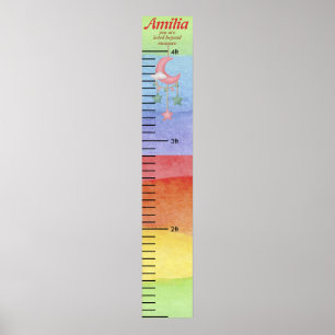 Personalized Name Rainbow kid Growth Poster