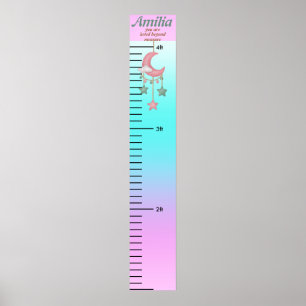 Personalized Name Rainbow kid Growth Poster