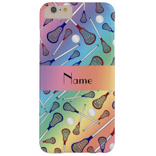 Personalized name rainbow lacrosse pattern barely there iPhone 6 plus case