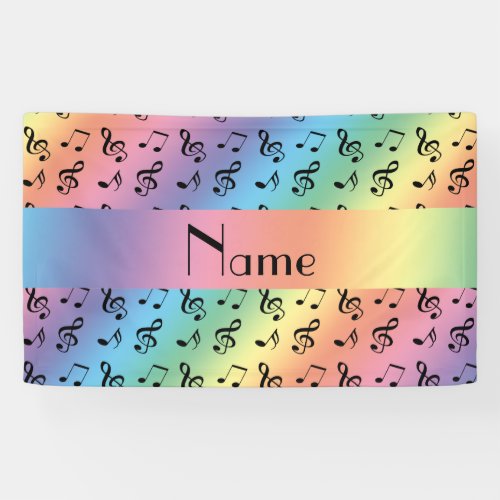 Personalized name rainbow music notes banner