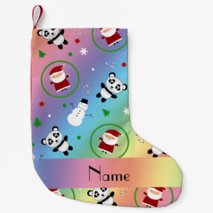 Personalized name rainbow panda santas christmas small christmas stocking