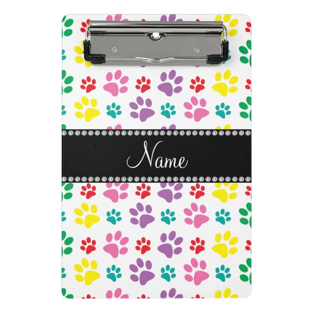 Personalized name rainbow paws mini clipboard (Front)