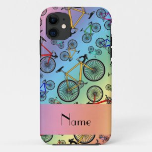 Personalized name rainbow road bikes iPhone 11 case