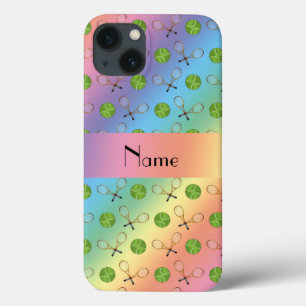 Personalized name rainbow tennis balls iPhone 13 case