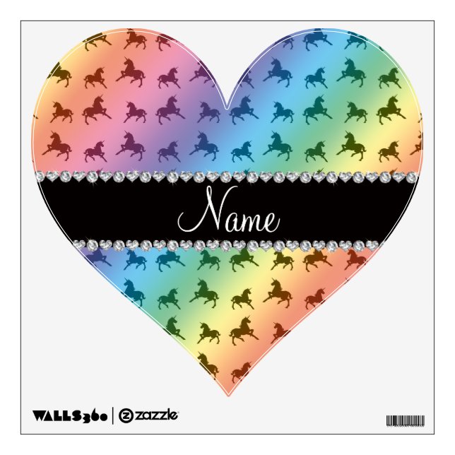 Personalized name rainbow unicorn pattern wall sticker (Front)