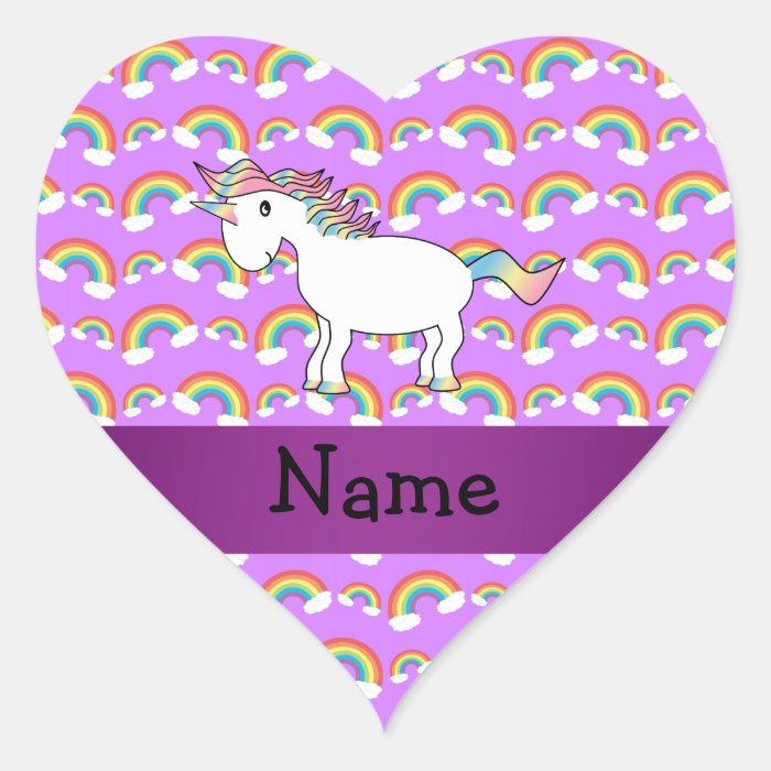 Personalized name rainbow unicorn purple rainbows stickers