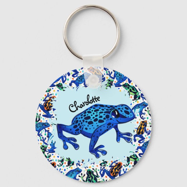 Personalized Name Rainforest Frogs Keychain (Front)