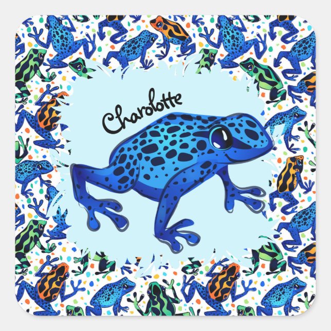Personalized Name Rainforest Frogs Sticker (Front)