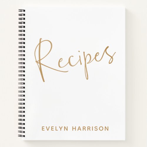 Personalized Name Recipe Journal in White
