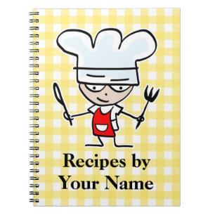 Personalized name recipe notebook cartoon chef