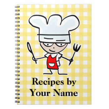 Personalized Name Recipe Notebook | Cartoon Chef by cookinggifts at Zazzle