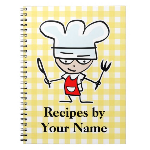 Personalized name recipe notebook  cartoon chef