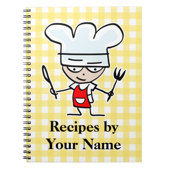Personalized name recipe notebook | cartoon chef (Front)