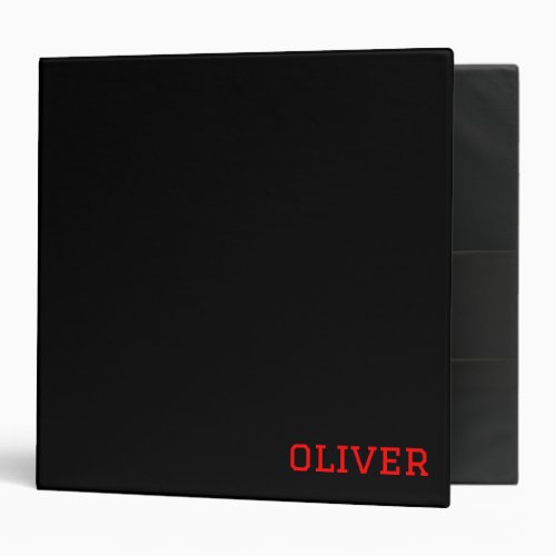 Personalized Name Red and Black 3 Ring Binder