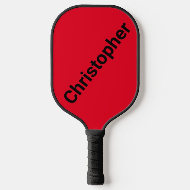 Personalized Name Red and Black Pickleball Paddle (Front)
