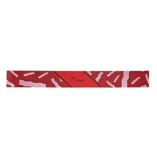 Personalized name red bacon pattern satin ribbon