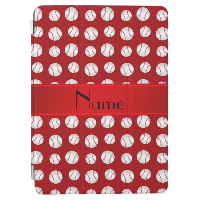 Personalized name red baseballs pattern iPad air cover (Front)