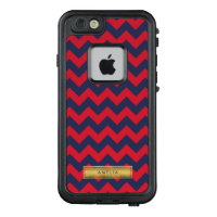 Personalized Name Red Blue Chevron Faux Gold LifeProof FRĒ iPhone 6/6s Case
