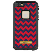 Personalized Name Red Blue Chevron Faux Gold LifeProof FRĒ iPhone 6/6s Plus Case
