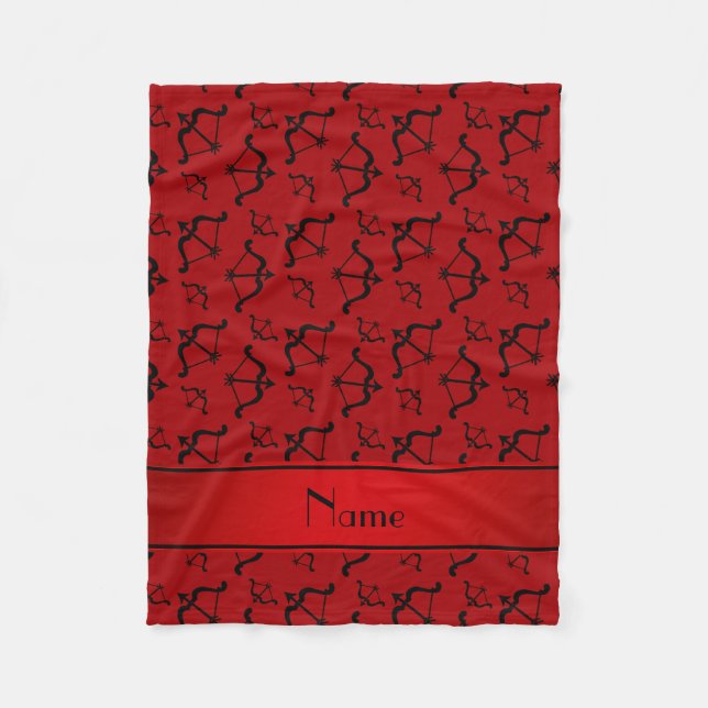 Personalized name red bows arrows fleece blanket (Front)