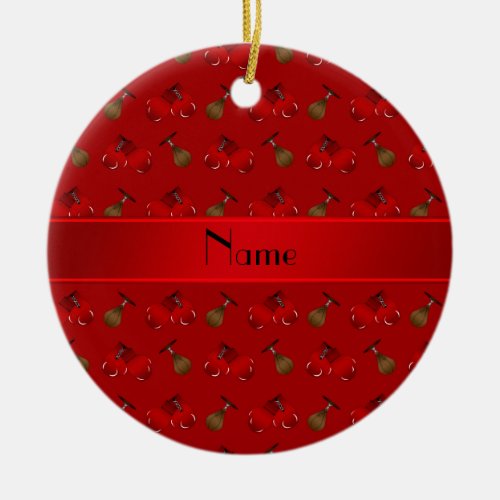 Personalized name red boxing pattern ceramic ornament