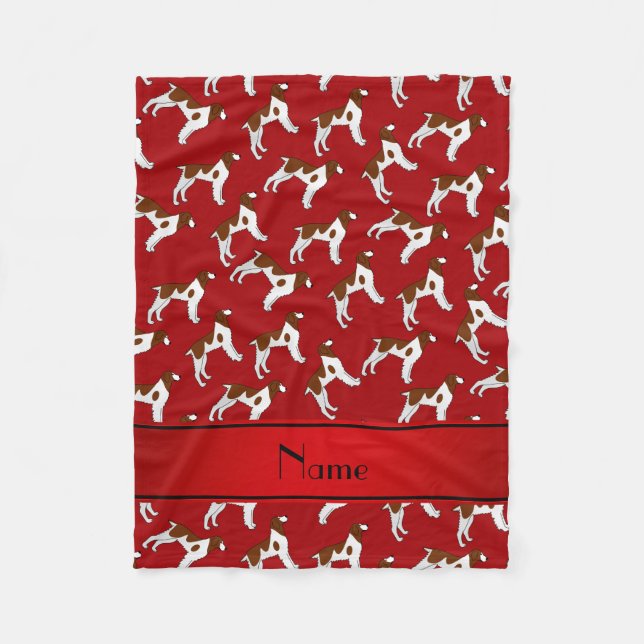 Personalized name red brittany spaniel dogs fleece blanket (Front)