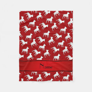 Personalized name red bull terrier dogs fleece blanket