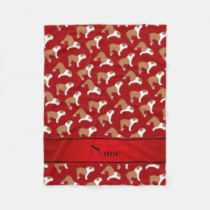 Personalized name red Bulldog Fleece Blanket
