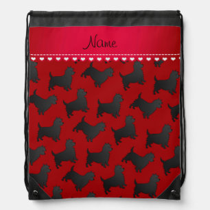 Personalized name red cairn terrier dogs drawstring bag