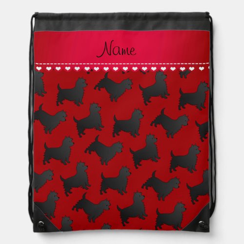 Personalized name red cairn terrier dogs drawstring bag