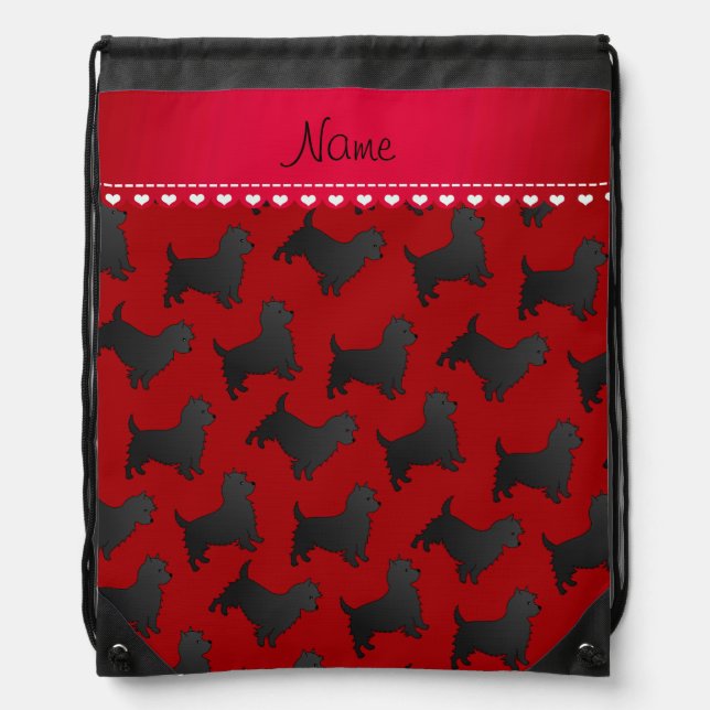 Personalized name red cairn terrier dogs drawstring bag (Front)
