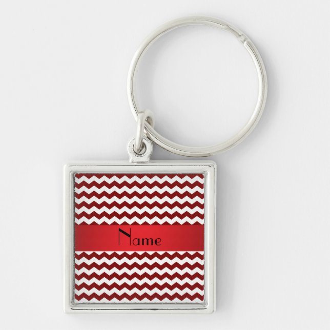 Personalized name red chevrons keychain (Front)