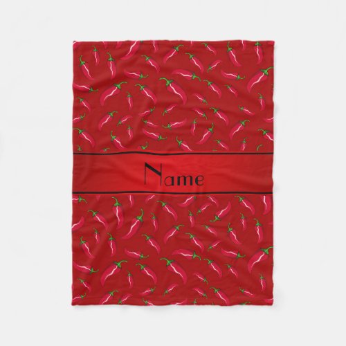 Personalized name red chili pepper fleece blanket