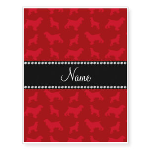 Personalized name red cocker spaniel temporary tattoos