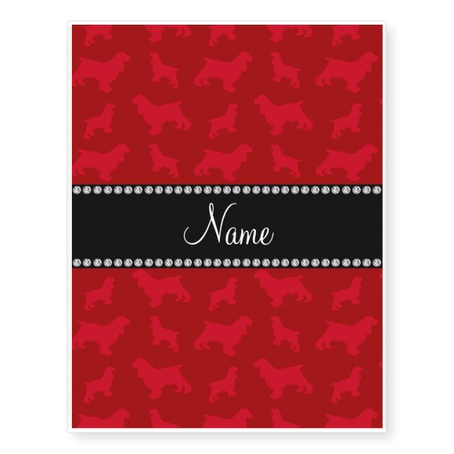 Personalized name red cocker spaniel temporary tattoos (Front)