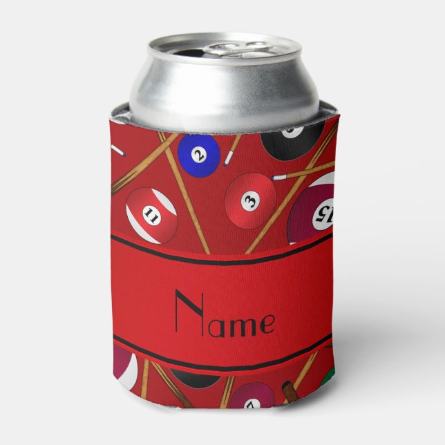 Personalized name red colorful pool pattern can cooler (Can Front)