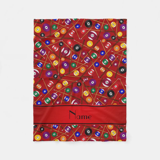 Personalized name red colorful pool pattern fleece blanket (Front)