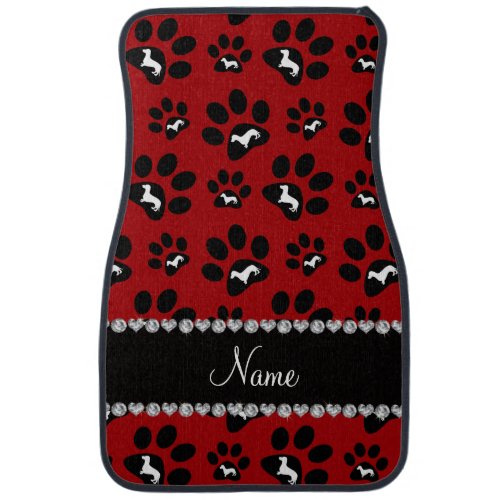 Personalized name red dachshunds dog paws car floor mat