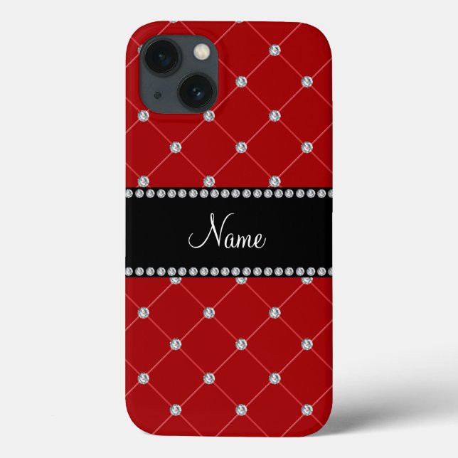 Personalized name red diamonds tuft Case-Mate iPhone case (Back)