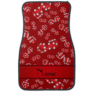 Personalized name red dice pattern car floor mat
