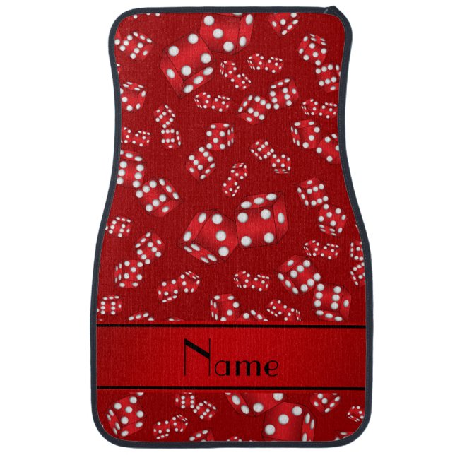 Personalized name red dice pattern car floor mat (Front)