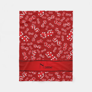 Personalized name red dice pattern fleece blanket