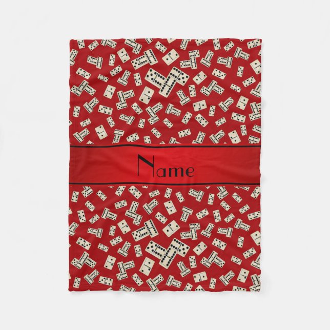 Personalized name red dominos fleece blanket (Front)