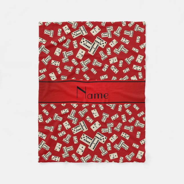 Personalized name red dominos fleece blanket (Front)