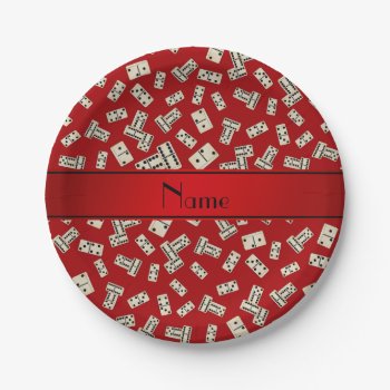 Personalized Name Red Dominos Paper Plates by Brothergravydesigns at Zazzle