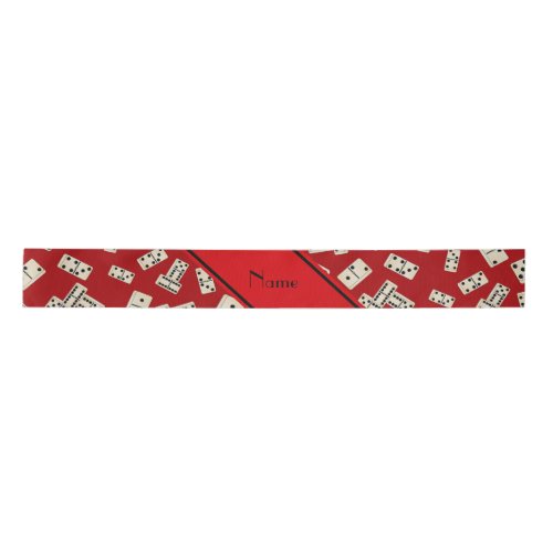 Personalized name red dominos satin ribbon