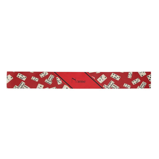 Personalized name red dominos satin ribbon (Front)