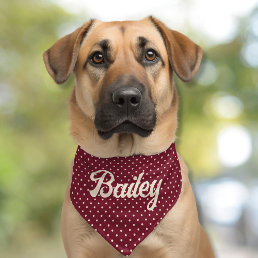 Personalized Name Red Dot Pattern Dog Pet Bandana Collar