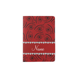Personalized name red eye pattern passport holder